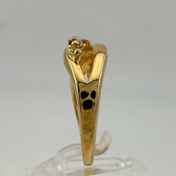 Mother's Multi-Gemstone Bypass Ring - Sterling Silver with 14kt Gold Overlay -7 - Picture 6 of 14